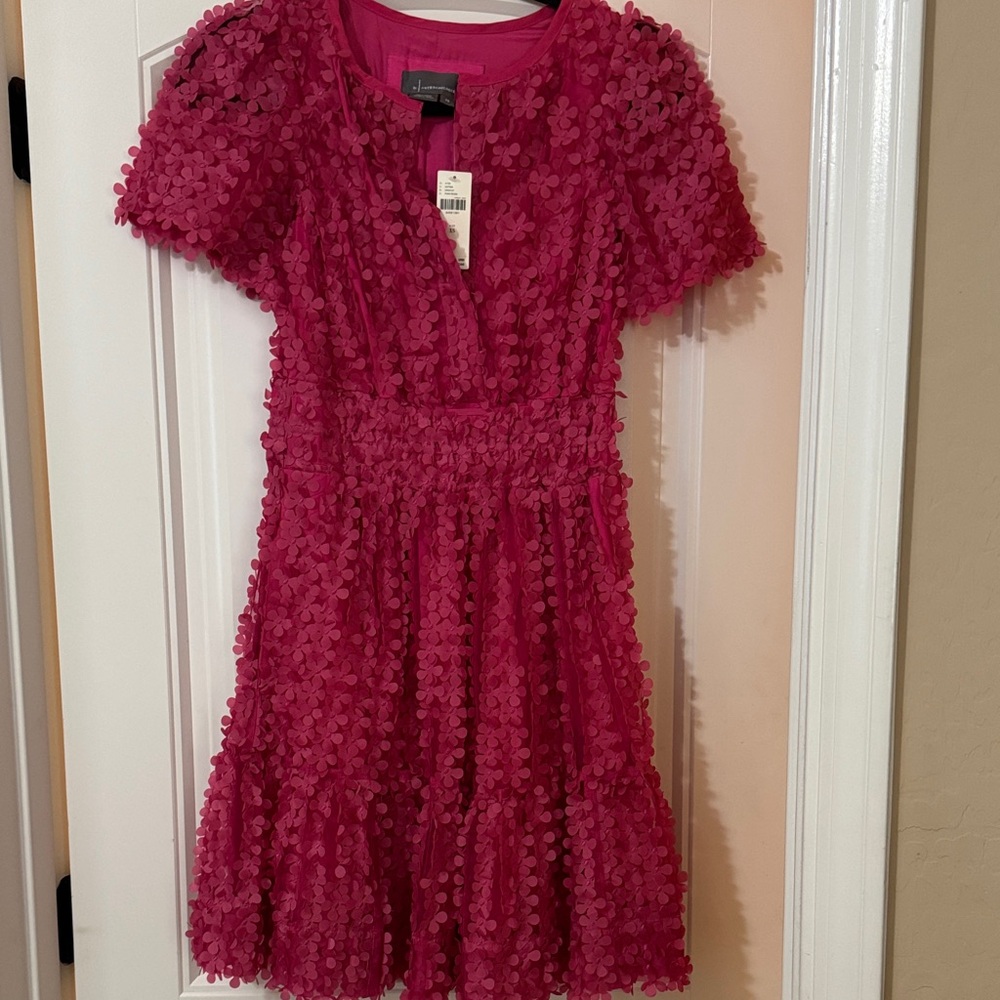 Anthropology pink floral mini dress